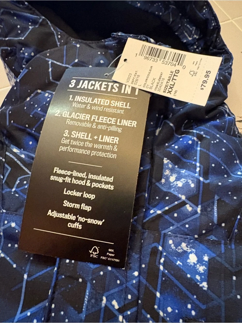 Boys 3 in 1 jacket Blue Patterned Winter Jacket - Hooded Coat